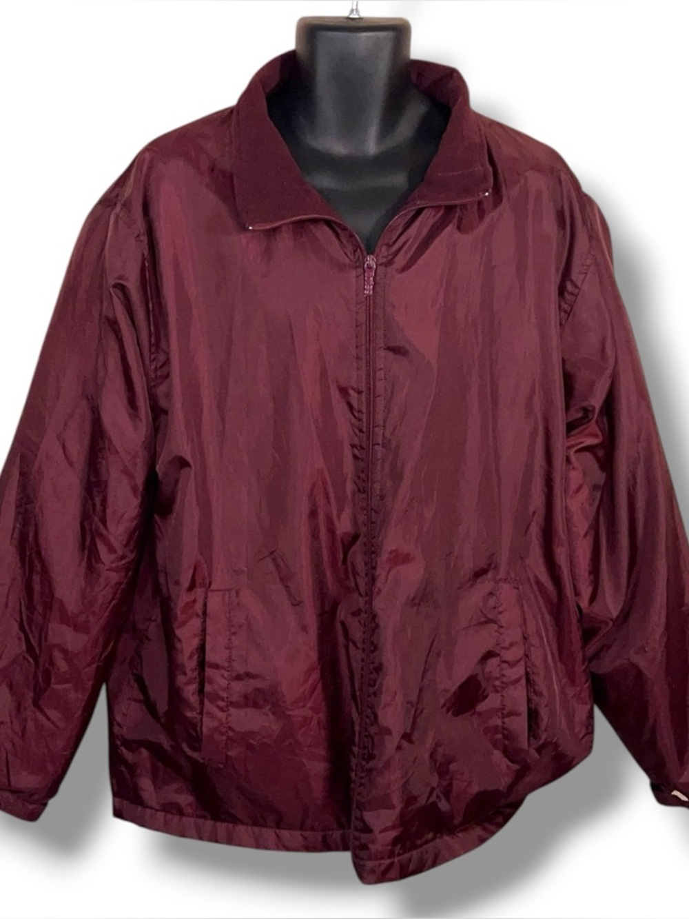 Vintage XL Men’s Totes Burgundy Red Windbreaker Jacket Outdoor Pockets Zip